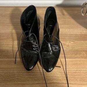 Black Shoe Lace Heeled Booties